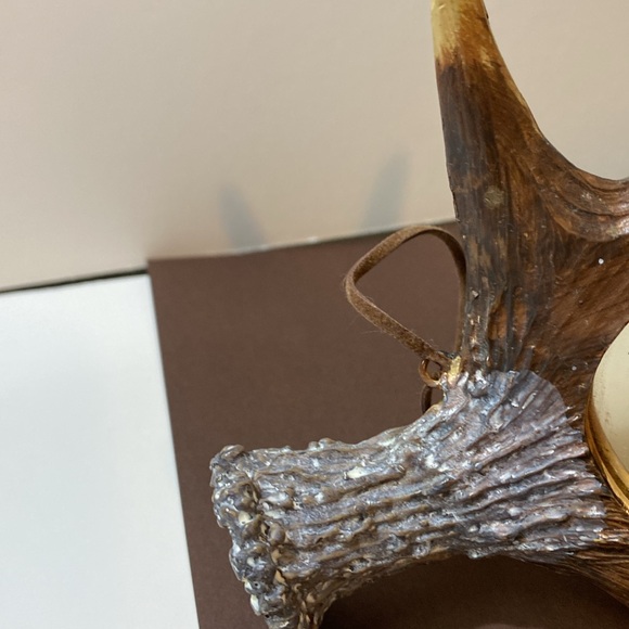 Rustic 8” Hand Crafted Antler Mirror Decoration Or Hanging Ornament - Picture 3 of 7